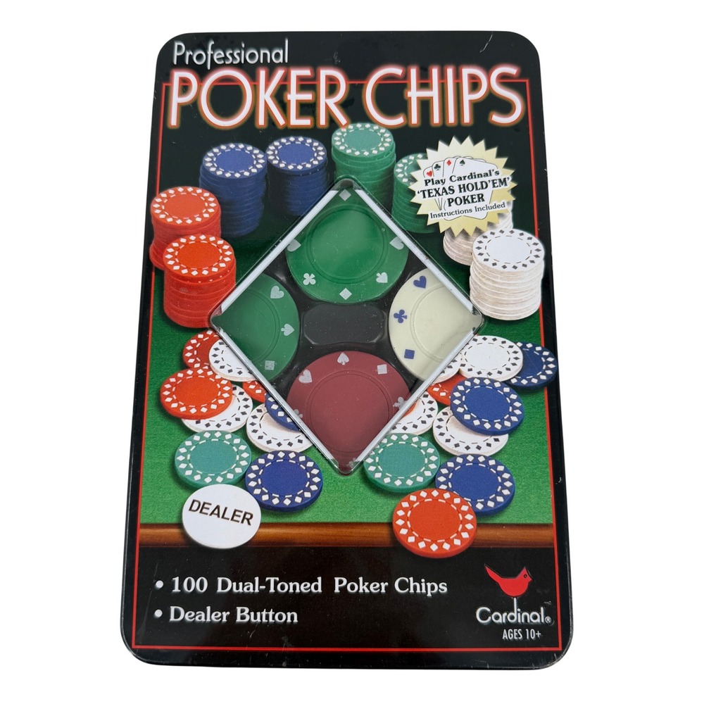 Cardinal Professional Poker Chips Set Multicolor Dual Toned With Tin